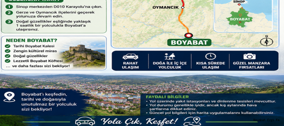 Boyabat’a Nasıl Gidilir? (Ulaşım Rehberi, Otobüs, Araç ve Yol Tarifleri)