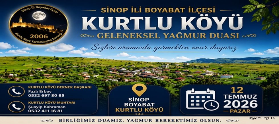 Boyabat Kurtlu Köyü’nde Yağmur Duası Yapılacak