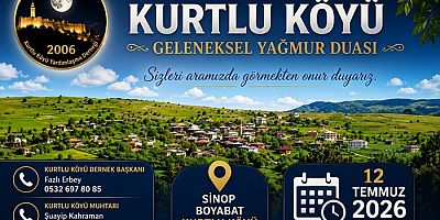 Boyabat Kurtlu Köyü’nde Geleneksel Yağmur Duası Heyecanı 12 Temmuz’da Dualar Bereket İçin Edilecek