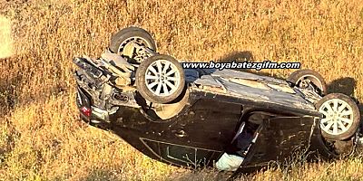 Boyabat - Saraydüzü Kontrolden Çıkan Otomobil Boş Araziye Uçtu!