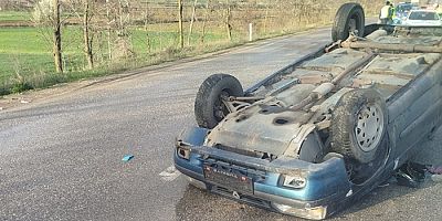 Taşköprü’de trafik kazası, otomobil ters döndü: 1 yaralı
